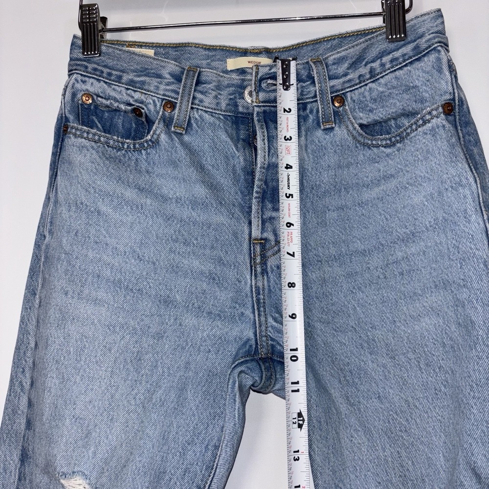 Levi's Wedgie Fit Distressed Knee High Rise Cotton Denim Jeans Size 26 - Picture 5 of 13